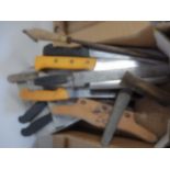 Butchers knives, sharpening stones etc