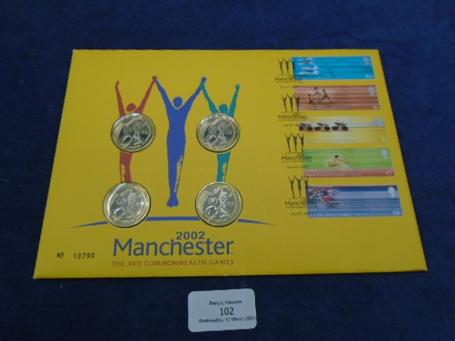 2002 Manchester XVII Commonwealth Games commemorative £2 coin and stamp set