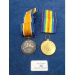 WW1 British War Medal and Victory Medal named to 37307 Pte W A McCarthy, Norf R