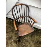 Antique Child’s / Small Stickback armchair 33 inches tall seat height 18 inches with between arms 15