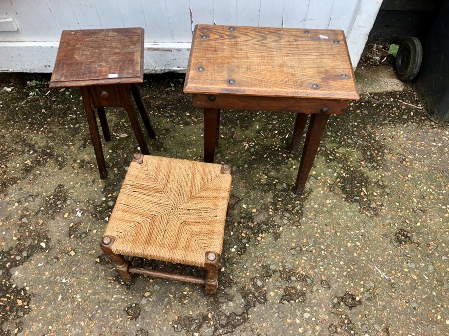 String top stool , oak stool and shortened pot stand