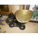 Vintage Cast Iron Kitchen Scales with assorted weights