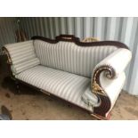 Large reproduction scroll end sofa for reupholstery 204 cm long 69 deep