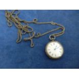 continental silver pocket watch on strerling silver chain (150cm long)