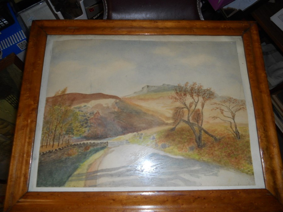 Watercolour of hills 15 x 11 and framed print