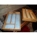 2 Vintage Wooden Cutlery Trays