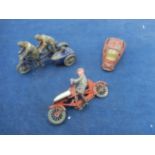 2 diecast cycles and car