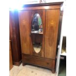 Edwardian Wardrobe with central mirrored door and bottom drawer