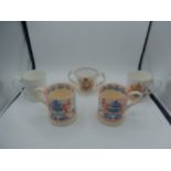 5 mugs Commemorating the Queen and Queen mother inc Emma Bridgewater, Aynsley