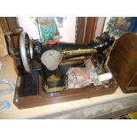 Singer Wood Cased Hand Crank Sewing Machine