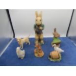 Animal figurines. Peter Rabbit, Labrador, birds