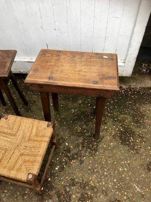 String top stool , oak stool and shortened pot stand - Image 3 of 4