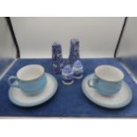 2 Denby cup and saucers, spode s&p set and other s&p set