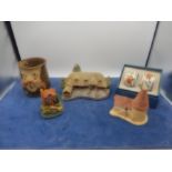 David Winter cottages, muggins cup, Royal Worcester Evesham gold napkin rings