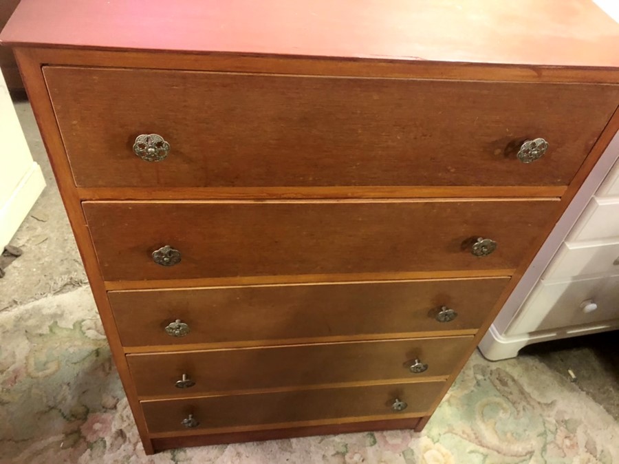 Vintage 5 drawer chest ( a/f ) 29 1/2 inches wide 16 deep 44 tall - Image 2 of 4