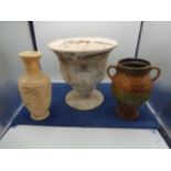 Urn, vase and handled jug