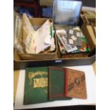 A fruit box of mostly loose used British stamps together with 3 small school boy albums, each one-