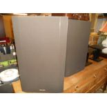 Pair of Retro Realistic Mach Two 40-4032A Speakers with floor stands 28 1/2 x 17 inches 12 deep