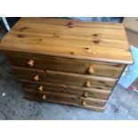 Pine 4 drawer chest of drawers 87 cm wide x 43 cm deep 80 tall