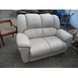 Italian grey leather 2 seater sofa