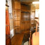 Jaycee Oak Corner wall unit / display cabinet with various cupboards and drawers