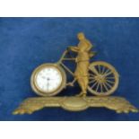 Brass clock man with bicycle Swiza. engraved C.D.C.C presidents prize 1894