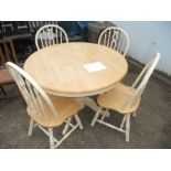 Pedestal Extending Dining Table and 4 Chairs and 2 others