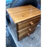 Pine 3 drawer bedside