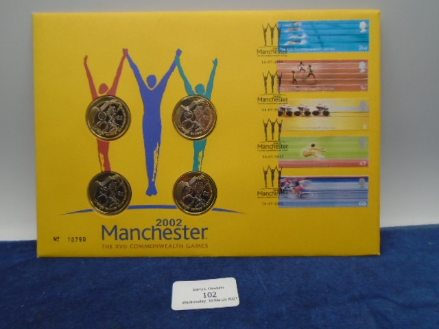 2002 Manchester XVII Commonwealth Games commemorative £2 coin and stamp set - Image 4 of 4