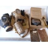 World War II Gas masks x 3 one Pilots mask in canvas bag and two others - (for display use only)