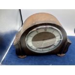 Smiths Enfield Oak Cased mantle clock with key & pendulum