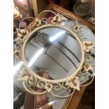 Wrought Iron Bulls Eyes Mirror ( mirror 11 inches wide )