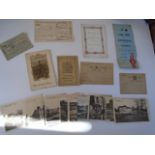 A collection of World War I ephemera to include 25 French post cards - depicting French towns pre