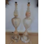 Pair of Alabaster lamp bases 56cm tall