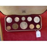 1953 Elizabeth II 10 piece coin set 1/4 to crown, boxed