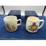 Royal Doulton commemorative mugs in boxes