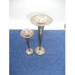 2 Silver Trumpet Vases 5 1/2 and 7 1/2 inches tall 75.9 grams ( weighted bases missing odd small