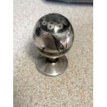 Middle Eastern White Metal Pepper / Shaker ? 3 inches tall 41 grams