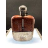 A silver mounted hip flask