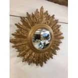 Vintage gilt framed bulls eye mirror 27 inches wide ( mirror 9 inches wide )