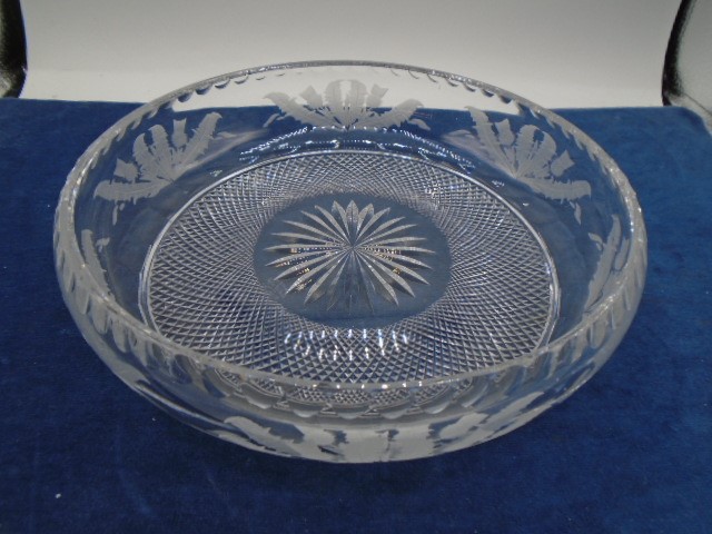 Edinburgh cut crystal bowl 10" and glass ice bucket
