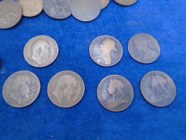 Quantity of copper to incl George III 1/2p, Victoria penny x4, Edward VII penny x3 plus others - Image 3 of 6