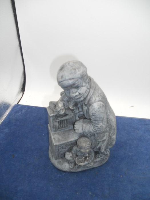 Reconstituted Stone Organ Grinder with his monkey 10 inches tall