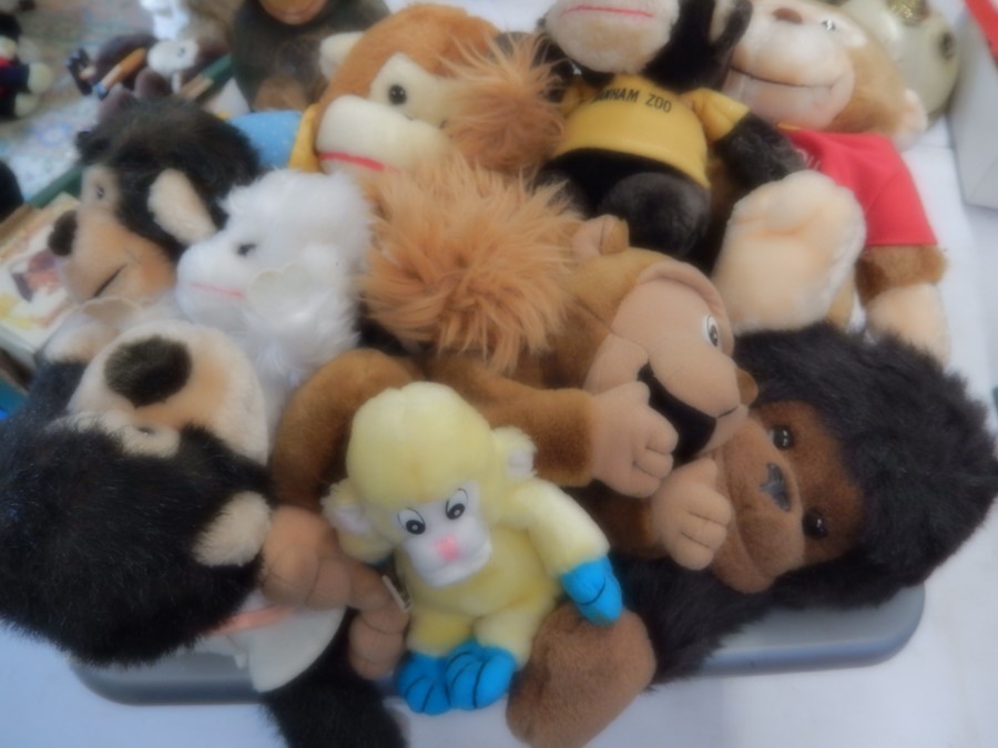 Large lot of stuffed modern and vintage monkeys