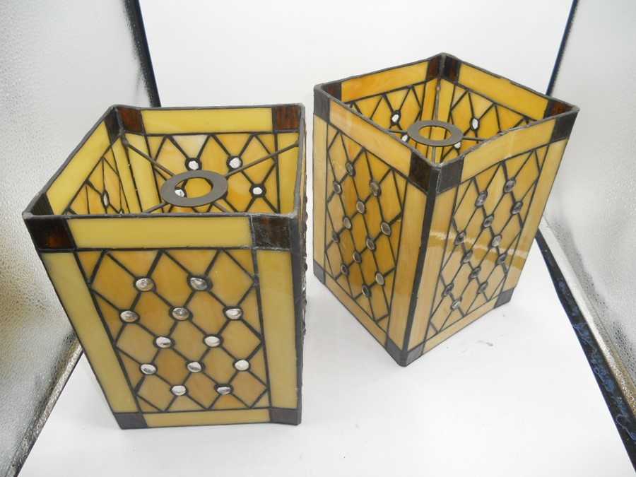 2 Glass / Resin Light Shades 9 x 6 1/2 inches ( one cracked )