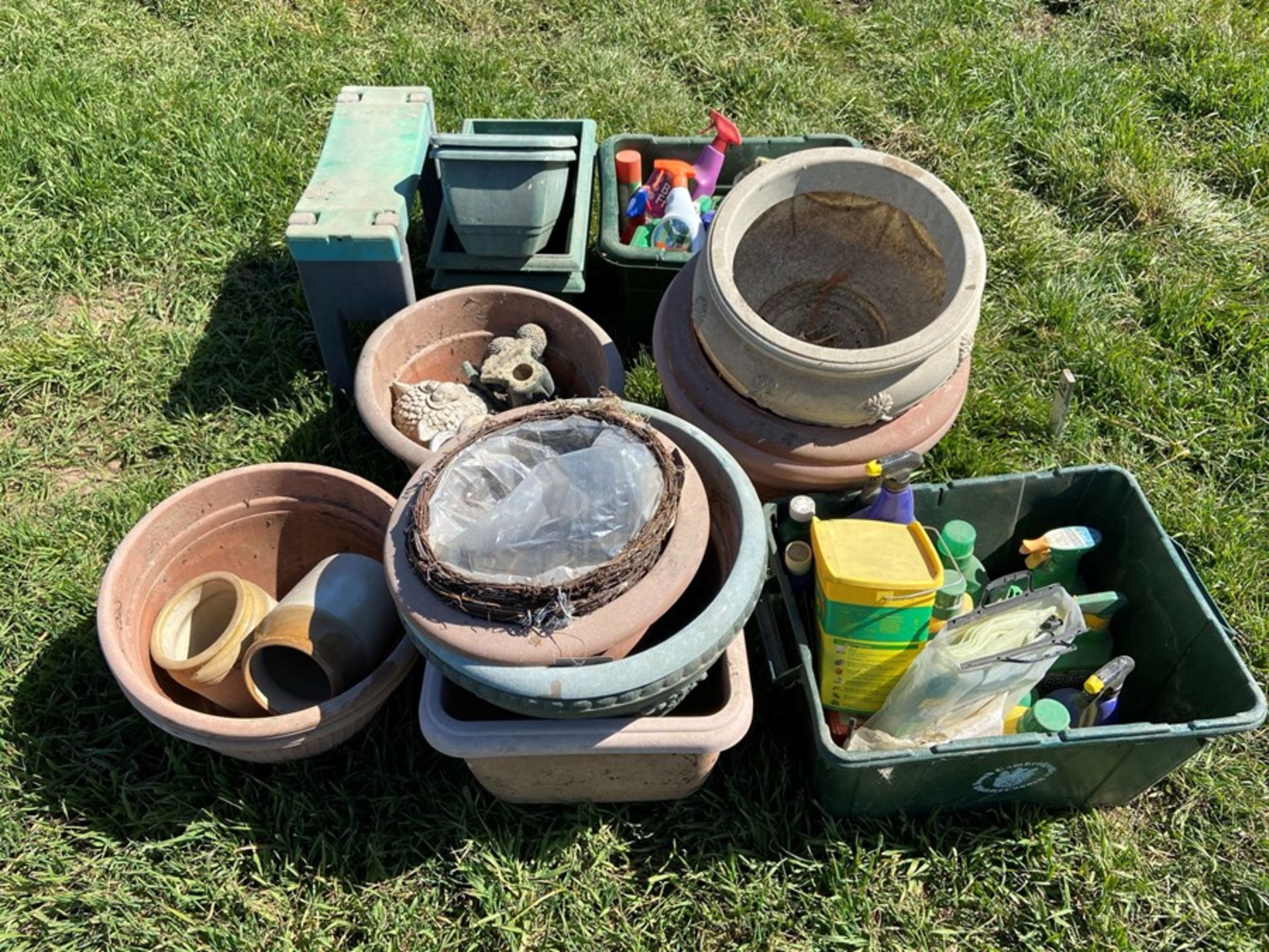 gardening bundle, plant pots and ornaments