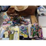 needlecraft, embroidery, knitting collection to include various threads, wool, knitting needles,