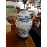 Oriental Style Table Lamp ( needs rewiring ) Base - 37cm, base and shade -73cm