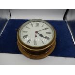 Vintage Brass Mechanical Ships Clock 9 inches wide ( ticking at time of lotting )
