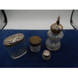 Silver hallmarked trinket pots and sifter plus one other